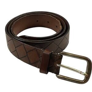 Johnston & Murphy, Brown Woven-Belt  Argyle/Diamond Pattern